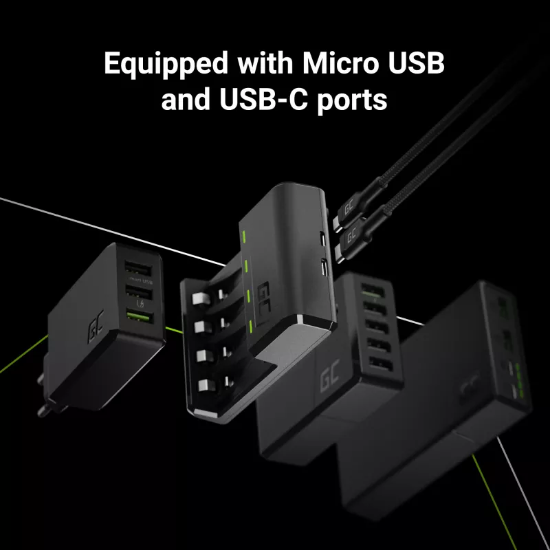 Baterijų įkroviklis Green Cell GC VitalCharger USB, 4 lizdų, AA/AAA, maitinamas USB, juodas