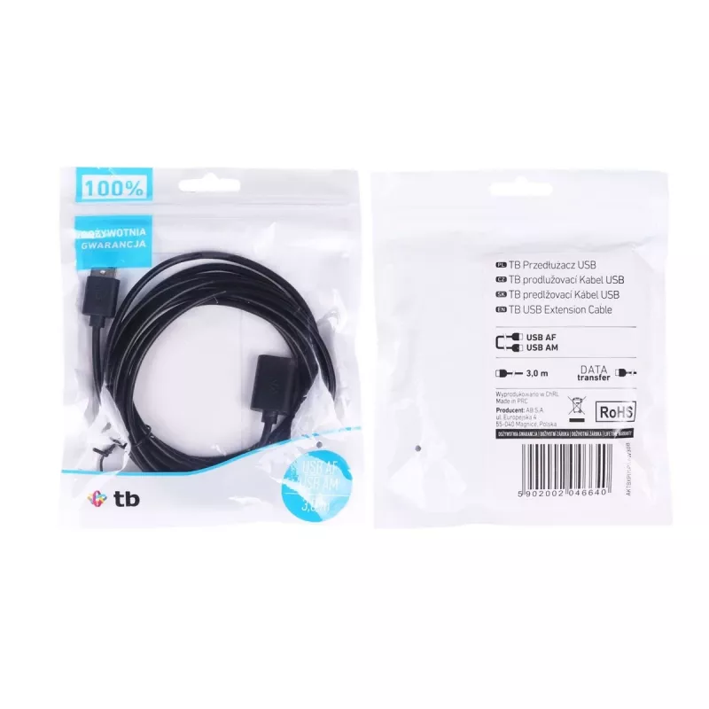 USB AM-AF ilginimo laidas, 1,8 m, juodas