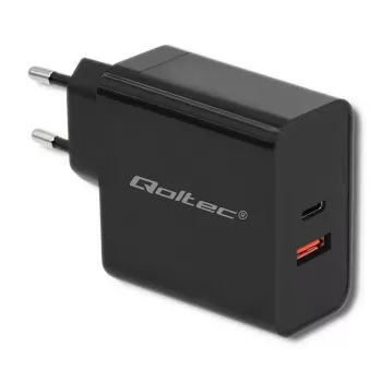Maitinimo adapteris QOLTEC 51716 — 220–240 V kintamoji srovė į 20 V 3 A (63 W), juodas, vidaus universalus įkroviklis