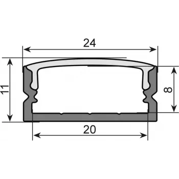 U formos profilis LED juostai EUROLITE 51210970, 20 mm, juodas, 2 m