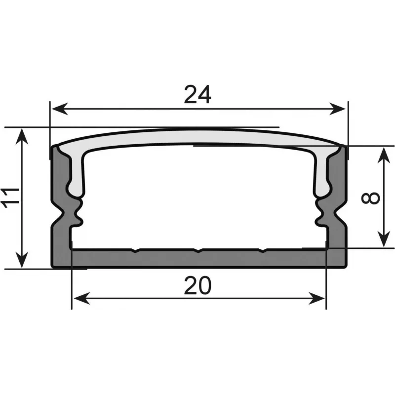 U formos profilis LED juostai EUROLITE 51210970, 20 mm, juodas, 2 m