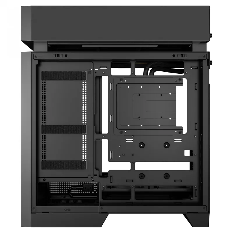 Stacionaraus kompiuterio korpusas DeepCool CL6600 Juoda — palaiko ATX/PS2/SFX/SFX-L maitinimo blokus, 140 mm priekinius ventiliatorius, 120/140 mm viršutinius/galinius, 2,5/3,5 colio diskus