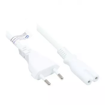 Euro-Netzkabel Euro-Stecker Typ C (gerade) an C7/Euro 8 Buchse (gerade), weiß, 0,75 mm², 0,75 m, Good Connections® (P0370-W007)