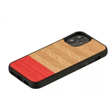 Apsauginis mobiliojo telefono dėklas „Man and Wood“, skirtas „iPhone 12 mini“ – silkės rašto, azalijos juodos spalvos