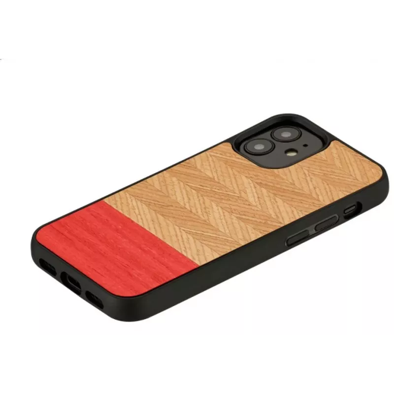 Apsauginis mobiliojo telefono dėklas „Man and Wood“, skirtas „iPhone 12 mini“ – silkės rašto, azalijos juodos spalvos