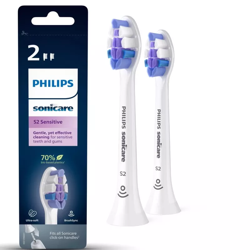 Philips S2 Sensitive HX6052/10 Ultra minkšti keičiami soniniai šepetėlių antgaliai