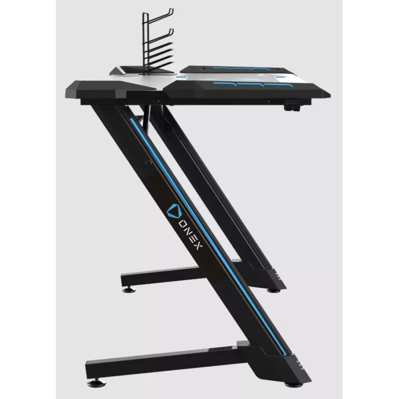Onex | RGB žaidimų stalas su puodelio laikikliu, ausinių kabliu, žaidimų pultelio laikikliu, 114 cm (plotis) | GD1200Z | Juoda