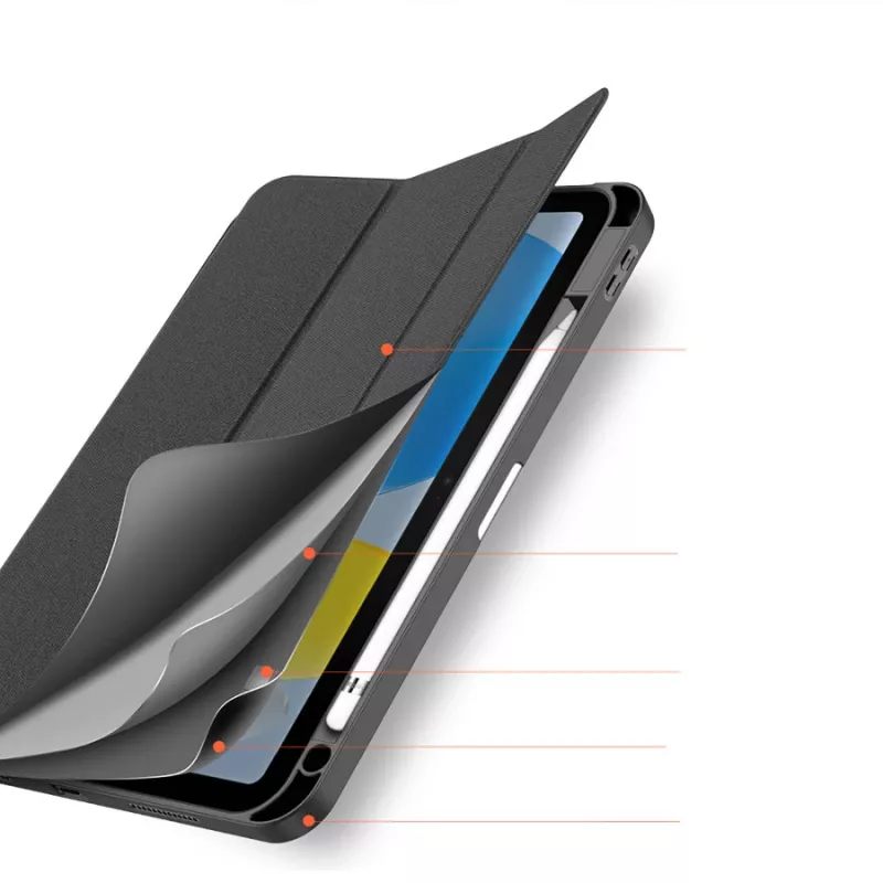 Dėklas planšetei dux ducis DUX DUCIS DOMO sulankstomas su pieštuko laikikliu, skirtas iPad 10 (2022), juodas