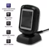 Fiksuotas 1D/2D brūkšninių kodų skaitytuvas QOLTEC 50864, LED jutiklis, USB laidinis, juodas, 145×85×80 mm
