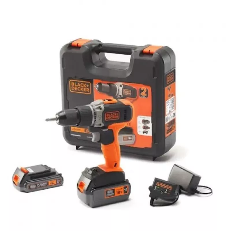 BLACK & DECKER | Belaidis gręžtuvas/suktuvas su 2,0 Ah/4,0 Ah baterija | BCD003MEM2K-QW | 18 V | 2,0/4,0 Ah | Ličio