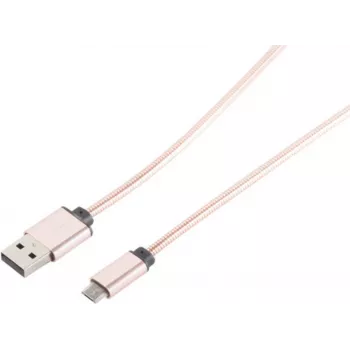 USB laidas S/CONN 14-11002 1 m USB A - Micro-USB B rožinis auksas