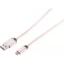 USB laidas S/CONN 14-11002 1 m USB A - Micro-USB B rožinis auksas