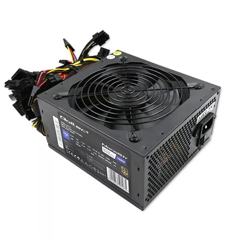 Maitinimo blokas QOLTEC Gaming Miner 1600W Gold, 1600 W, ATX, auksinis efektyvumas