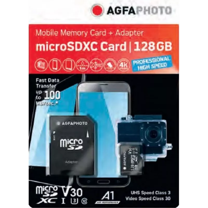 “MicroSDXC” atminties kortelė “AgfaPhoto” 128GB UHS-I Class 10 U1 V10