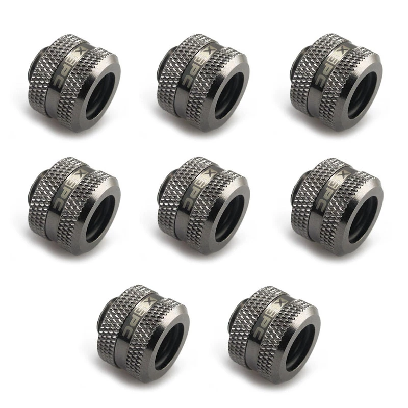 XSPC Connector G1/4 į 14 mm Hardtube, juodas chromas - 8 vienetai