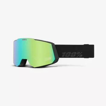100% SNOWCRAFT akiniai žiemos sportui Juodi Unisex Žalias, Veidrodinis, Turkio Cilindrinis (plokščias) lęšis