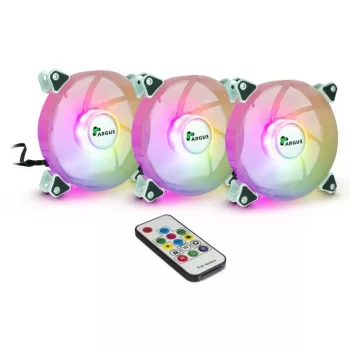 INTER-TECH Argus RGB ventiliatorių rinkinys RS-06 120mm 3 vnt. baltas ARGB su valdikliu