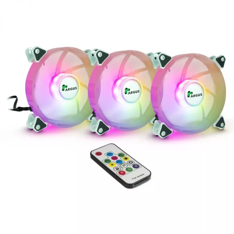 INTER-TECH Argus RGB ventiliatorių rinkinys RS-06 120mm 3 vnt. baltas ARGB su valdikliu