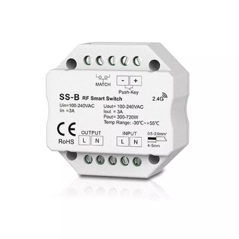 SS-B Vieno kanalo 230V valdiklis be reguliavimo funkcijos + mygtukas
