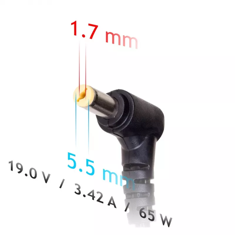 Maitinimo adapteris Akyga AK-ND-06 65 W vidaus nešiojamojo kompiuterio maitinimo šaltinis, 100–250 V, juodas, ABS korpusas