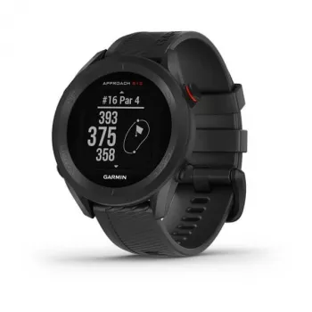 GPS golfo laikrodis GARMIN Approach S12, juodas, 43 mm korpusas, silikoninis dirželis, 30 val. GPS baterijos veikimo laikas