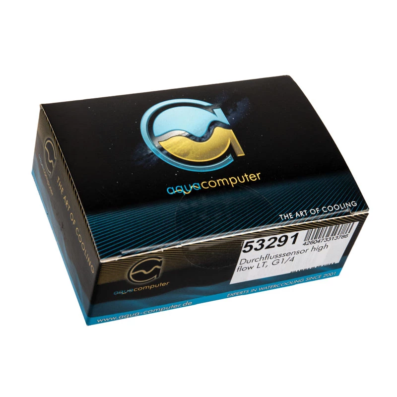 Srauto jutiklis Aqua-Computer Flow sensor high flow LT G1/4 — juodas, G1/4 jungtis, 51×42×30 mm