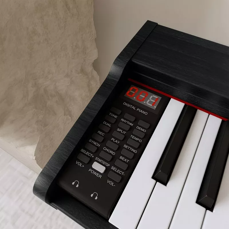 Skaitmeninis pianinas Kruger & Matz KMDP-45-BK — 88 klavišų svertinė klaviatūra, matinė juoda