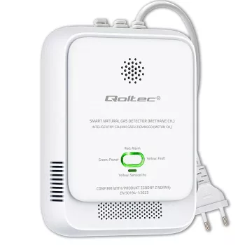 Dujų nuotėkio jutiklis QOLTEC NG 85dB LE – gamtinių dujų (CH4) detektorius, garsinis signalas 85 dB