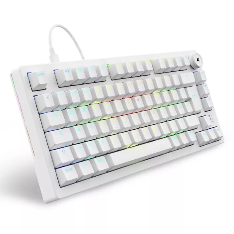 Sharkoon SGK25 75% QWERTZ USB laidinė RGB LED klaviatūra, balta
