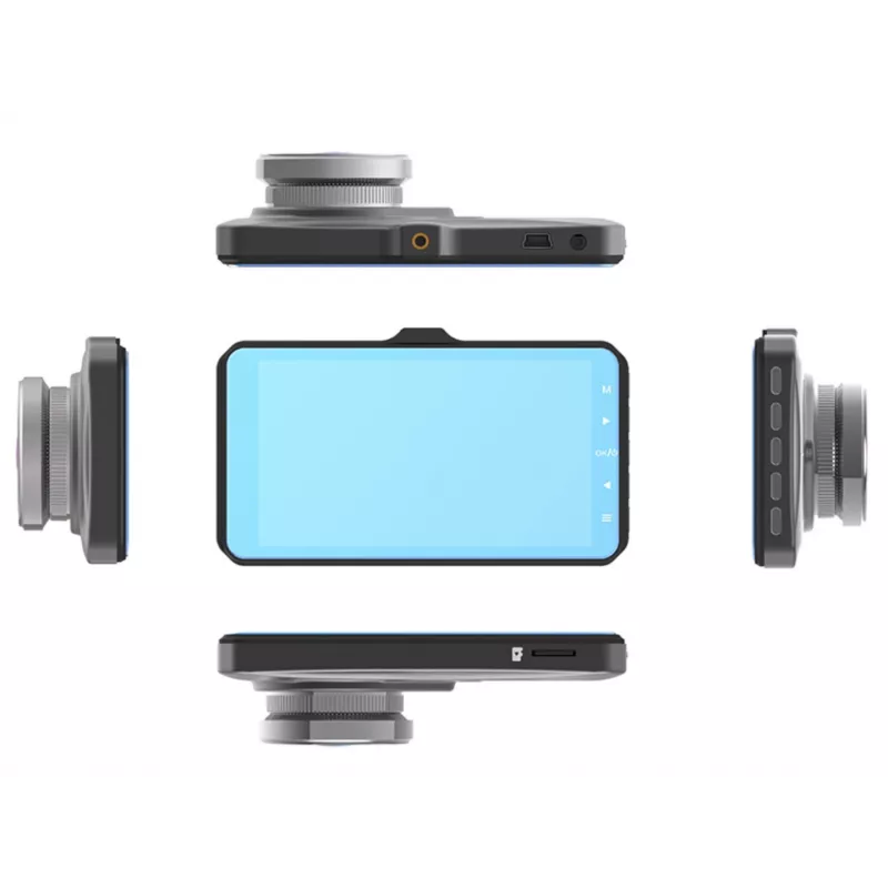 Vaizdo registratorius TRACER 4TS Full HD dviejų kanalų prietaisų skydelio kamera, 2 MP pagrindinė, 0,4 MP salono, 140°/60° kampai, 4 colių IPS ekranas, 150 mAh baterija, aliuminio korpusas, stovėjimo pagalba