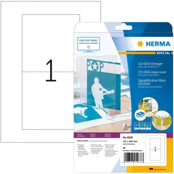 CD įdėklo kortelė HERMA 121x242 mm