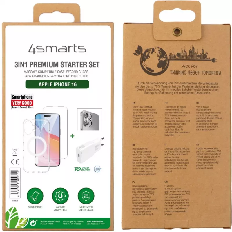 4smarts 3in1 Premium Starter Set mobiliojo telefono pradinis rinkinys Skaidri Balta