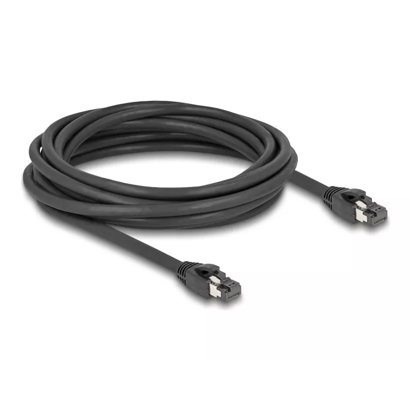 Delock - tinklo kabelis - RJ-45 (M) į RJ-45 (M) - 5,0 m - 7,5 mm - S/FTP - CAT 8,1 - be halogenų, užsifiksuojantis, iki 40 Gbps duomenų perdavimo sparta - juodas (80236)