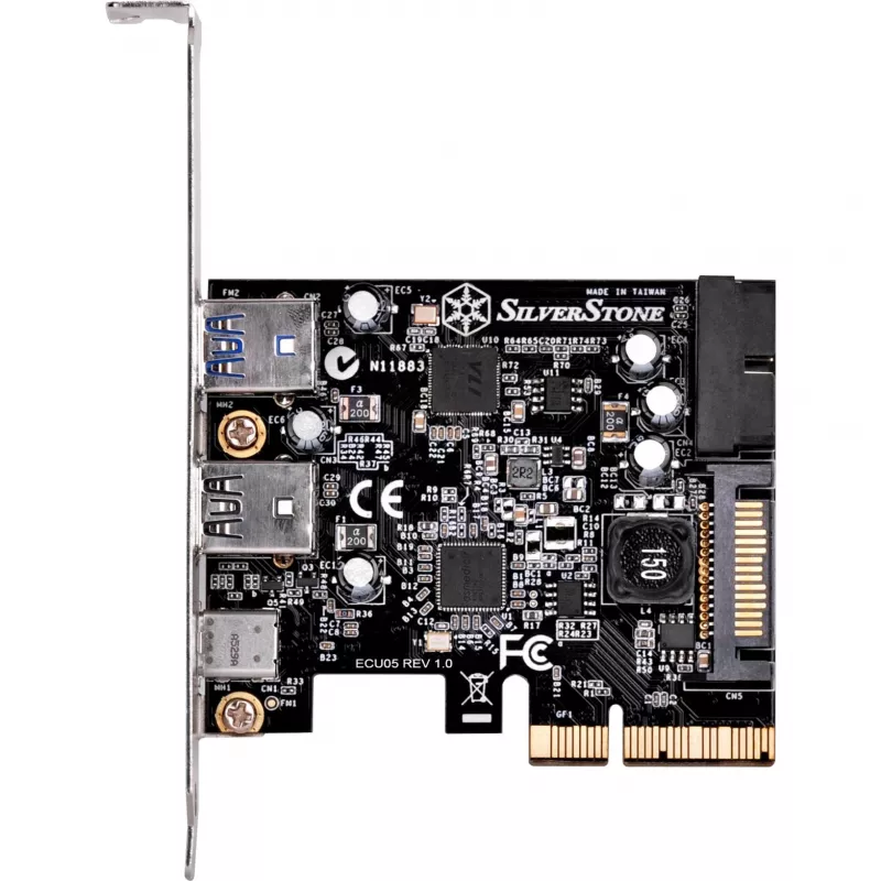 SilverStone ECU05 - USB adapteris - PCIe 2,0 x2 Low Profile - USB 3,1 Type C x 1 + USB3.0 x 2 + USB3.0 (vidinis) x 2 (SST-ECU05)