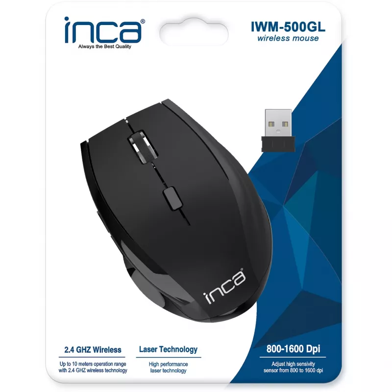 Cian Technology GmbH INCA pelė IWM-500GL Nano-USB Wireless Laser 1600 DPI SW retail - pelė - 1.600 dpi