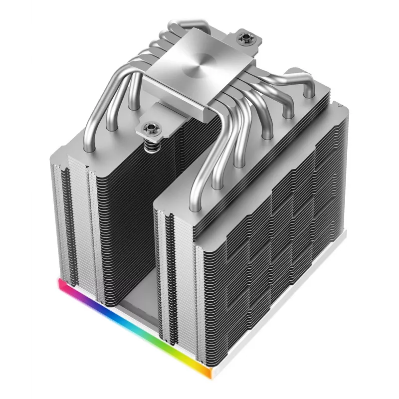 Oro aušintuvas DeepCool AK620 Digital SE White — dvigubi 120 mm ventiliatoriai, 6 šilumos vamzdeliai, PWM, LGA 1700 palaikymas, įmontuotas ekranas