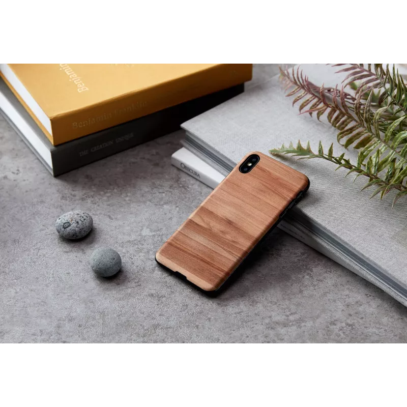 man and wood išmaniojo telefono dėklas, skirtas iPhone XS Max — juodas kapučino spalvos apsauginis užvalkalas