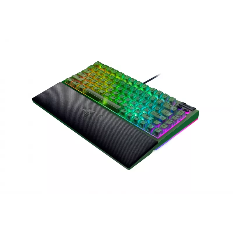 Mechaninė žaidimų klaviatūra Razer JuodaWidow V4 75% – laidinė, JAV išdėstymas, Phantom Green Edition, Razer mechaniniai taktiliniai jungikliai