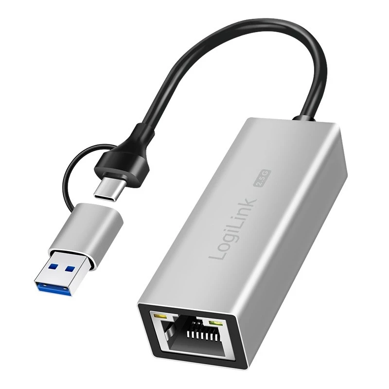 USB-A/-C prie 2,5G Ethernet adapteris, pilkas