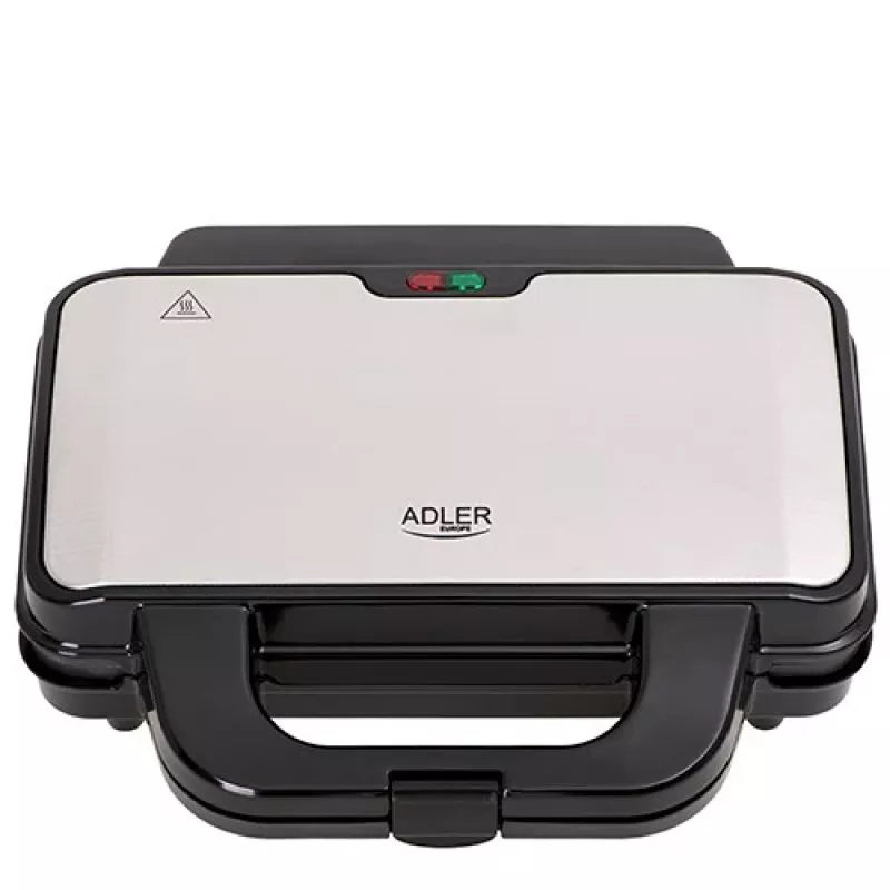 Sumuštinių keptuvė Adler AD 3043, 1300 W, nelimpančios plokštės, 2 sumuštiniams, 285×152 mm kepimo paviršius, juoda