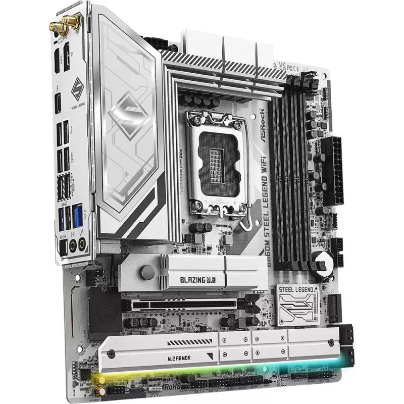 Motininė plokštė ASRock B860M Steel Legend WiFi — Intel B860, LGA 1851, micro‑ATX, DDR5, 4 DIMM, Wi‑Fi 6E, 2.5GbE