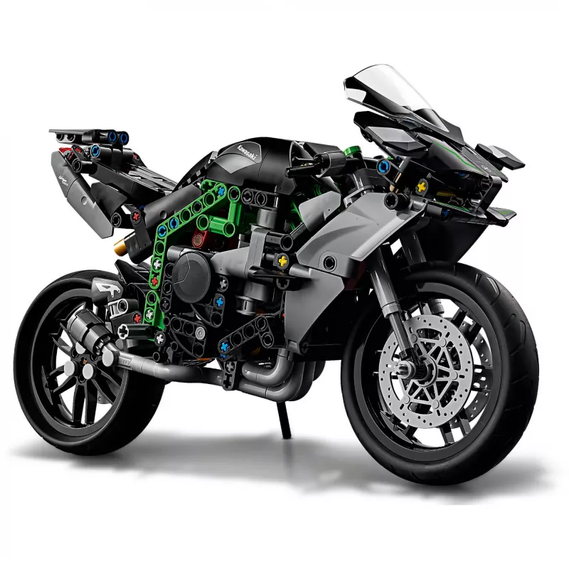 LEGO Technic motociklo modelis Kawasaki Ninja H2R 42170 — 1:1 mastelio kopija, 643 detalės, instrukcijų lapas, nuo 10 metų