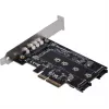 Silverstone SST-ECM27 M.2/SATA adapterio kortelė, PCIe 4.0, 1x M-Key, 2x SATA 6G - žemo profilio