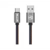 USB duomenų laidas Tellur USB į Type-C 1 m Denim, pintas 1 m laidas įkrovimui ir duomenų perdavimui