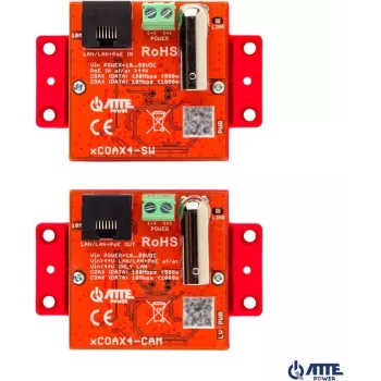 Atte Active Ethernet ir PoE keitikliai xCOAX4-SET 18346 – rinkinys skirtas Ethernet perdavimui per koaksialinį kabelį, palaikantis PoE