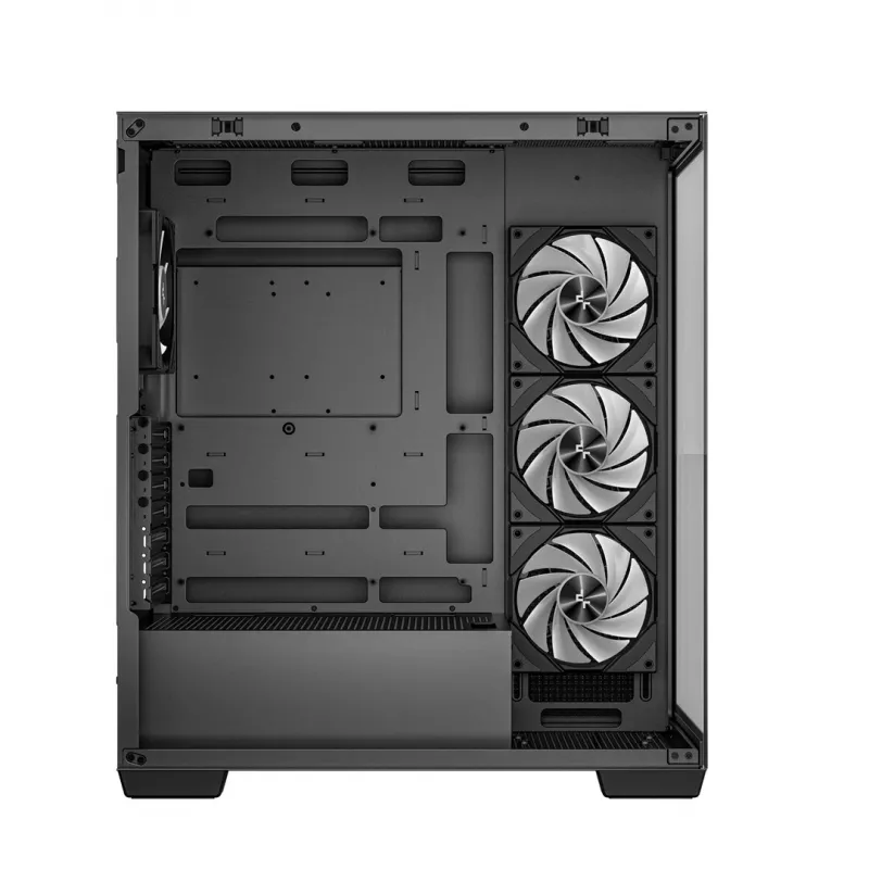 PC korpusas DeepCool CG580 4F Midi Tower — ATX/ITX/MicroATX, grūdintas stiklas, 3×120 mm + 1×120 mm ventiliatoriai, 2×3,5 col. ir 2×2,5 col., USB-A×2 USB-C×1, juodas