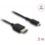 HDMI kabelis DELOCK 81691 — HDMI Type A į Micro HDMI Type D, 2 m, 48 Gbit/s, iki 7680×4320, paauksuoti kontaktai, juodas