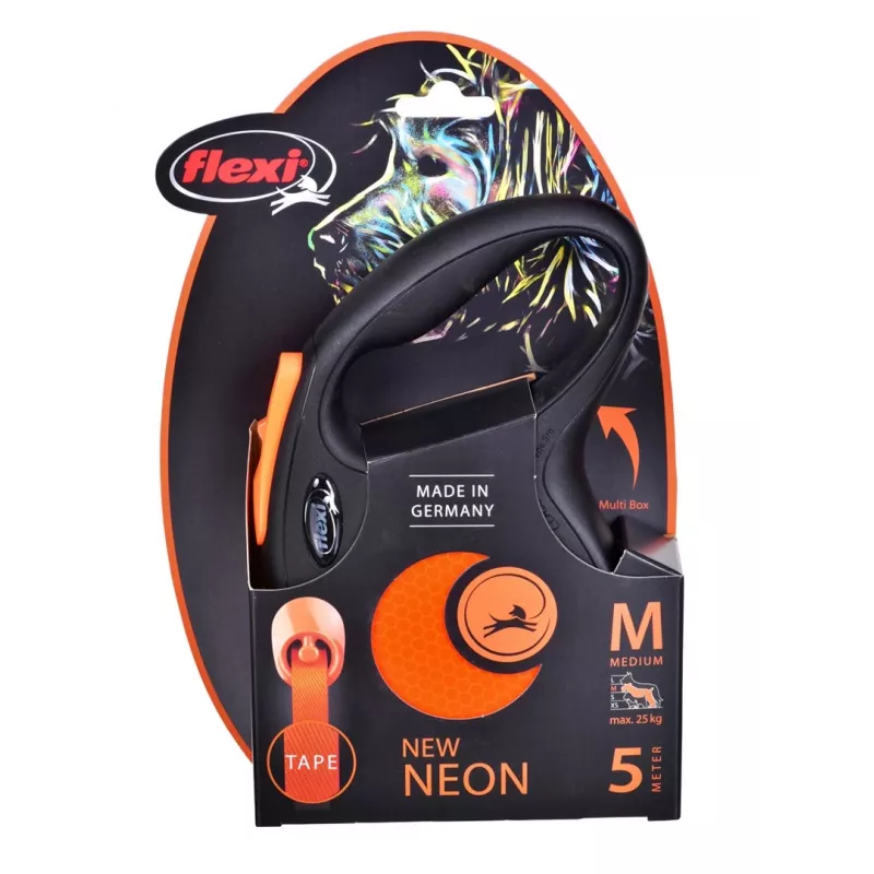 FLEXI nauja Neon M - ištraukiamas pavadėlis - 5 m