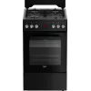 Laisvai pastatoma viryklė BEKO FSM52331DBDS, dujinė kaitlentė 4 degikliai (2900/2000/2000/1000 W), elektrinė orkaitė 60 l, 60 cm, energijos klasė A, juoda