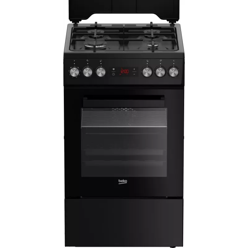 Laisvai pastatoma viryklė BEKO FSM52331DBDS, dujinė kaitlentė 4 degikliai (2900/2000/2000/1000 W), elektrinė orkaitė 60 l, 60 cm, energijos klasė A, juoda